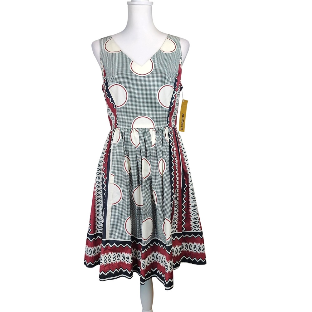 Maeve Anthropologie Moonsong Fit Flare Dress Size 6 Black Cotton Pockets NWOT